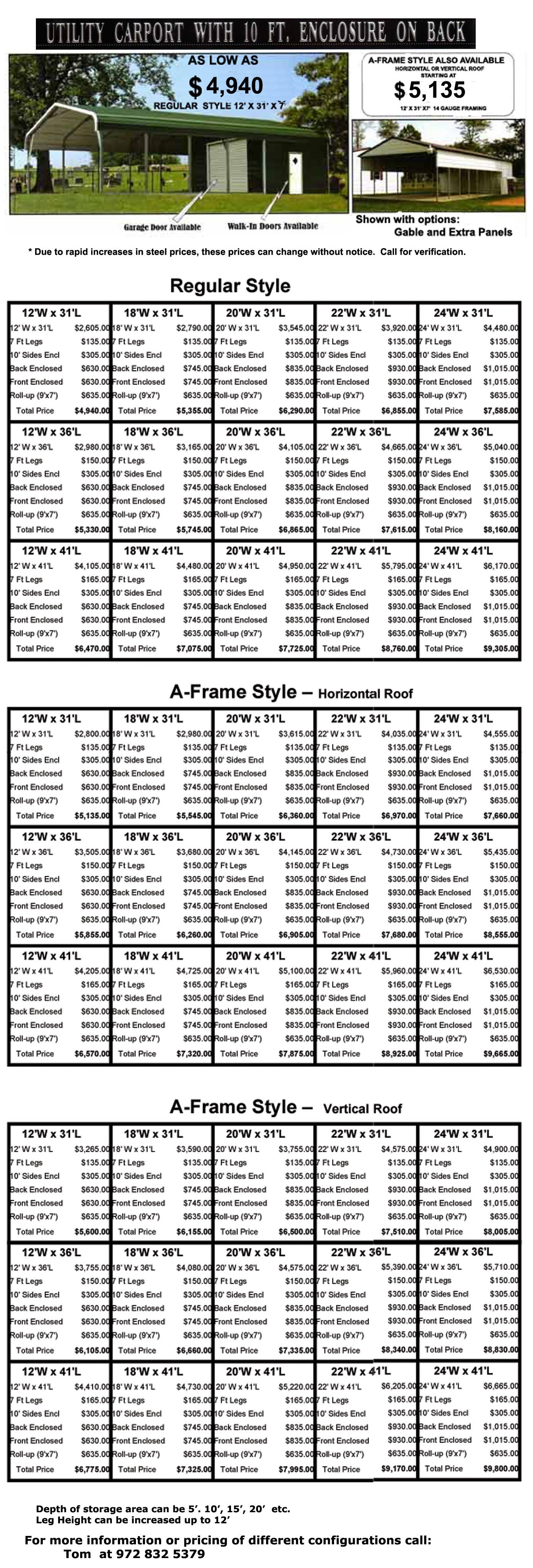 Utility Carport Pricing