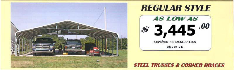 Utility Carports with 10' Enclosure